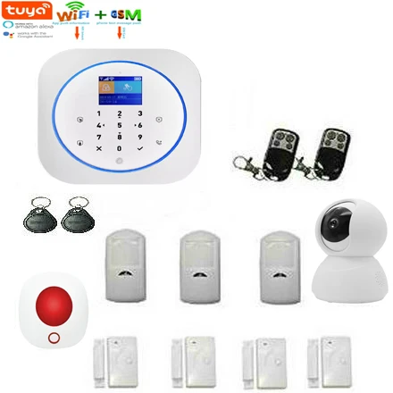 

Yobang Security WIFI Wireless Tuya GSM Home Security Alarm System Kit With IP Camera IOS and Android Tuya App Remote Control