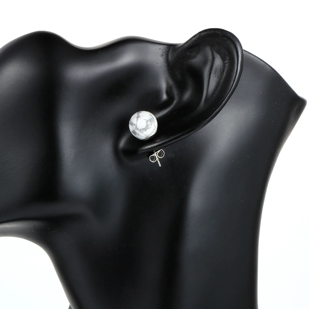 Женские серьги гвоздики в богемном стиле с натуральным камнем кристаллами и