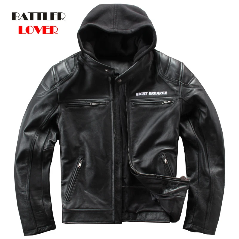 2019 militaly air force flight jacket males hooded genuine leather jacket men winter black cow leather coat pilot bomber jacket