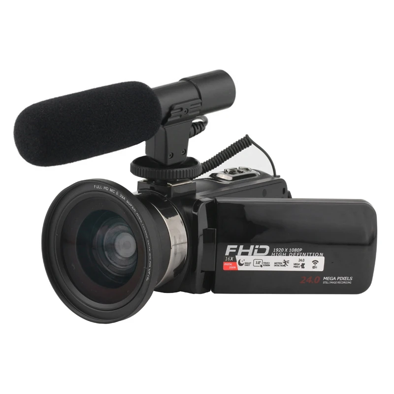 RISE-Video camera, Wifi, 1080 P, Full Hd, портативная цифровая видеокамера, 16X, цифровой зум, 3,0 дюймов, прессованная Lcd видеокамера с экраном