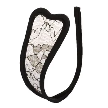 

Women Sexy Black Net with Golden Floral Pattern C - String Thong Invisible Underwear