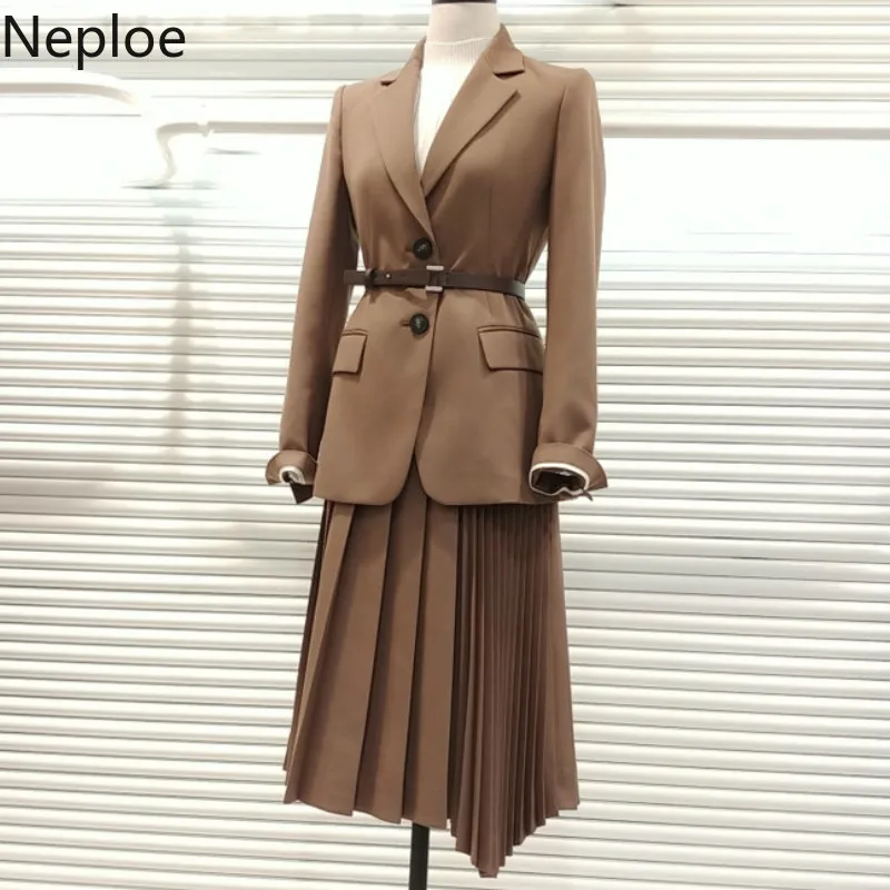 

Neploe Korean Offiice Work Style Blazer Femninino Temperament Slim Waist Vintage Jacket Autumn Solid Wild Veste Femme 46189