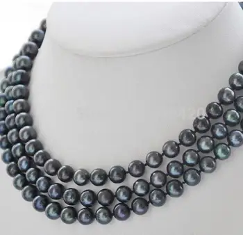 

Free Shipping 49" INCH HOT SELL 8-9MM tahitian GENUINE black PEARL NECKLACE