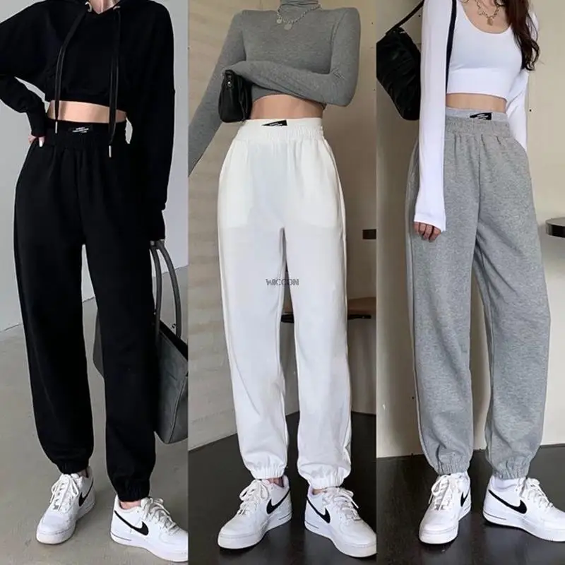 Women's Hip-Hop Sports Pants Autumn Winter Casual Loose Slim Elastic Harem Pant Female Casual Solid Pencil Trousers Cargo Pants plus size clothing