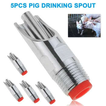 

5Pcs/Sale Pig Swine Stainless Steel Waterer Drinkers Nipples Water Drinking E2S