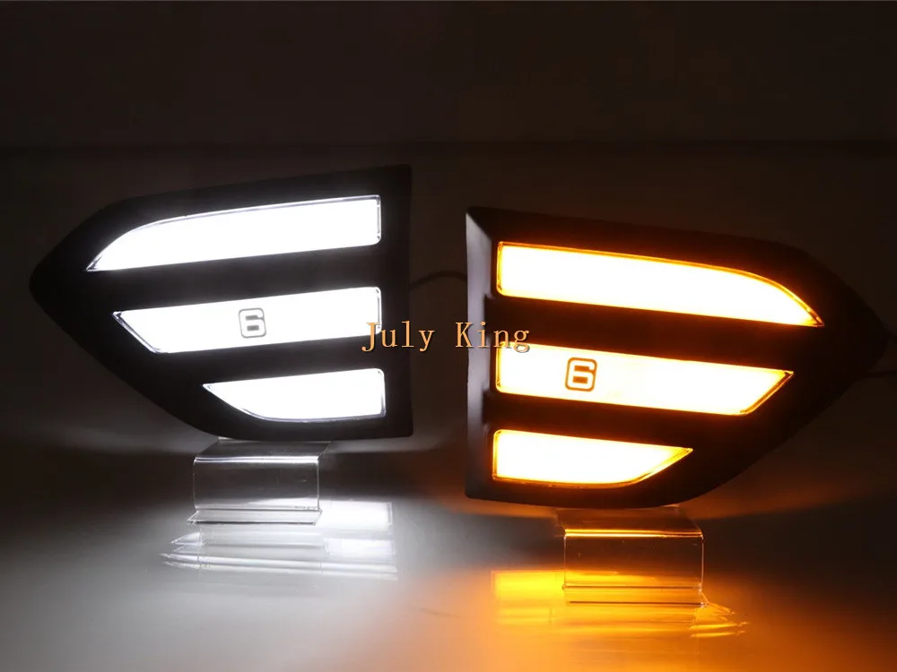 July King автомобильный крыло Светодиодный Боковой дневной ходовой свет DRL стример желтый поворотники чехол для Ford Everest-20