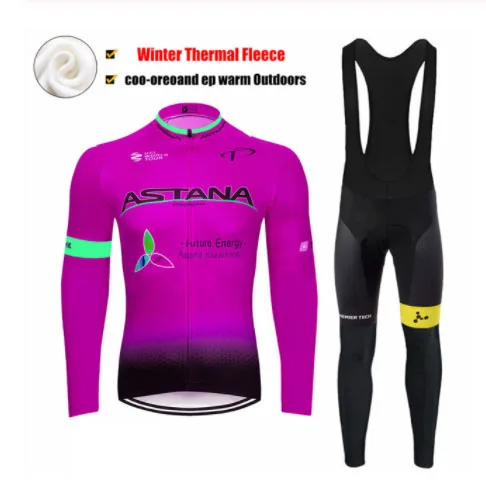 Cycling suit Астана Pro зимний термальный флис велосипедные майки НАБОРЫ MTB Одежда велосипед одежда Ciclismo с длинным рукавом велосипед - Цвет: Cycling suit