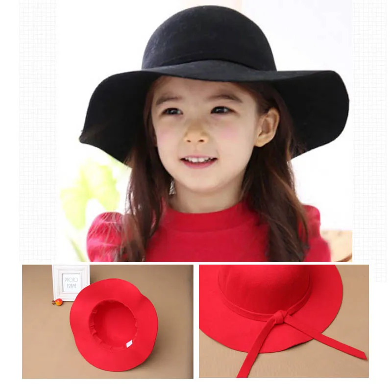 Chapeau Hot Sale Casual Fedora Cap Wide Brimmed Dome Hats High Quality Wool Floppy Womens Black Cloche Hat 2
