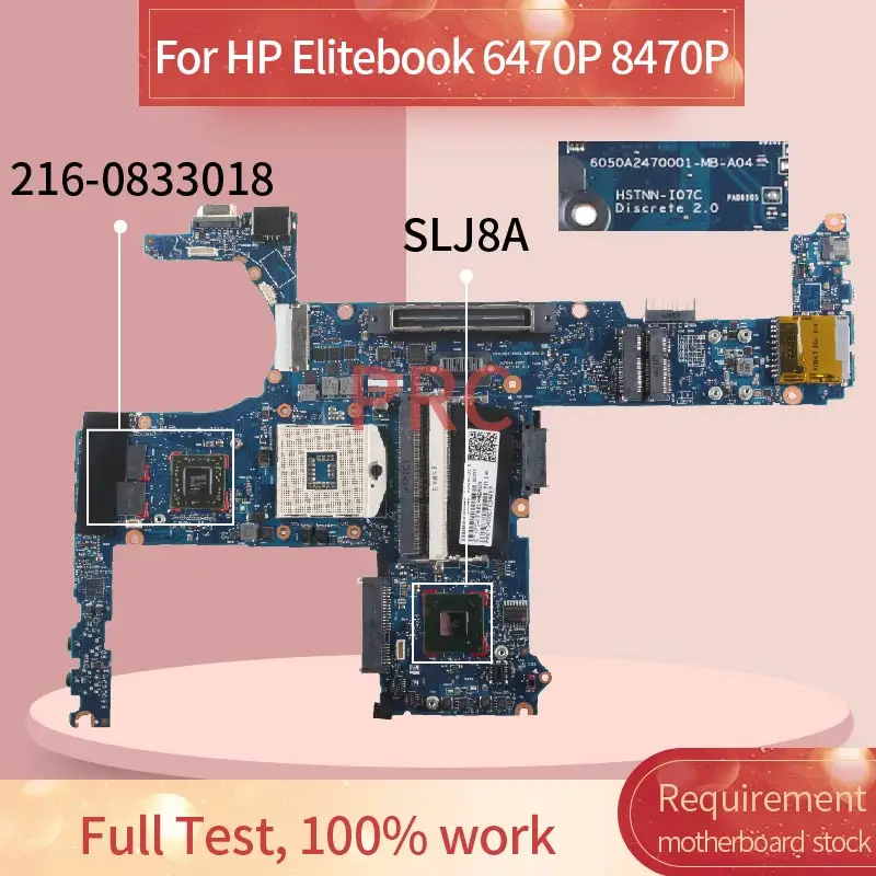 Placa-mãe do Portátil para hp Elitebook 692333601 686042501 6470p 8470p 6050a2470001 Slj8a 2160833018 Ddr3