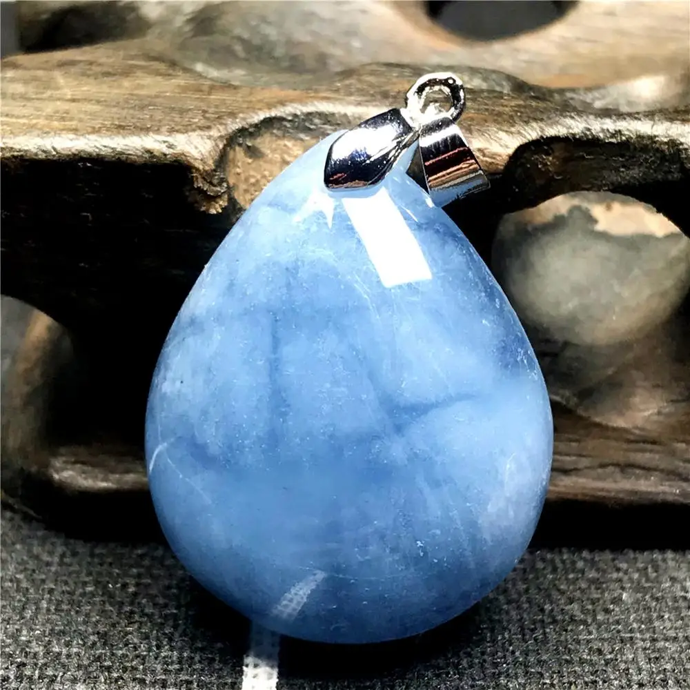 

Top Natural Ocean Blue Aquamarine Necklace Pendant For Woman Man Crystal Silver 28x22x10mm Beads Water Drop Stone Jewelry AAAAA
