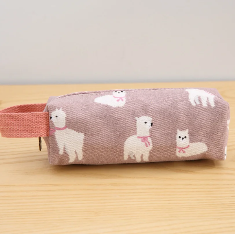 Kawaii Pencil Case Animal Pattern Canvas School Stationery for Girl
