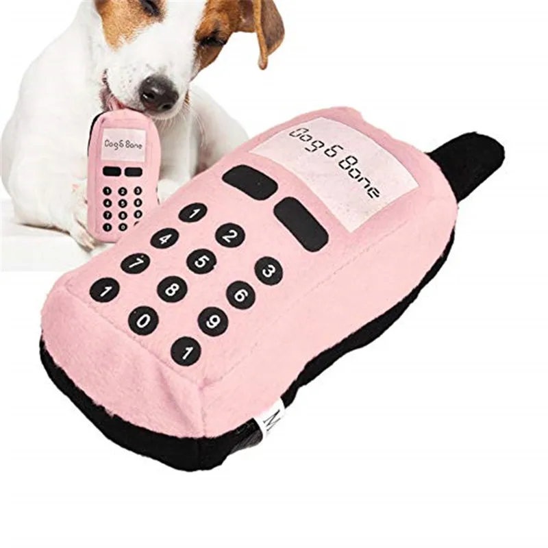 Teléfono Móvil divertido en forma de juguetes de peluche, mascotas perro para masticar con chirrido de teléfono móvil de juguete perro gato interactivo juguete para mascotas suministros