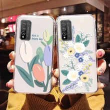 Coque de téléphone Huawei à fleurs en silicone, étui Transparent pour Honor 10X Lite 8X 10 X 10i 20 9X 8A 8s 8C 9C 20s 20i