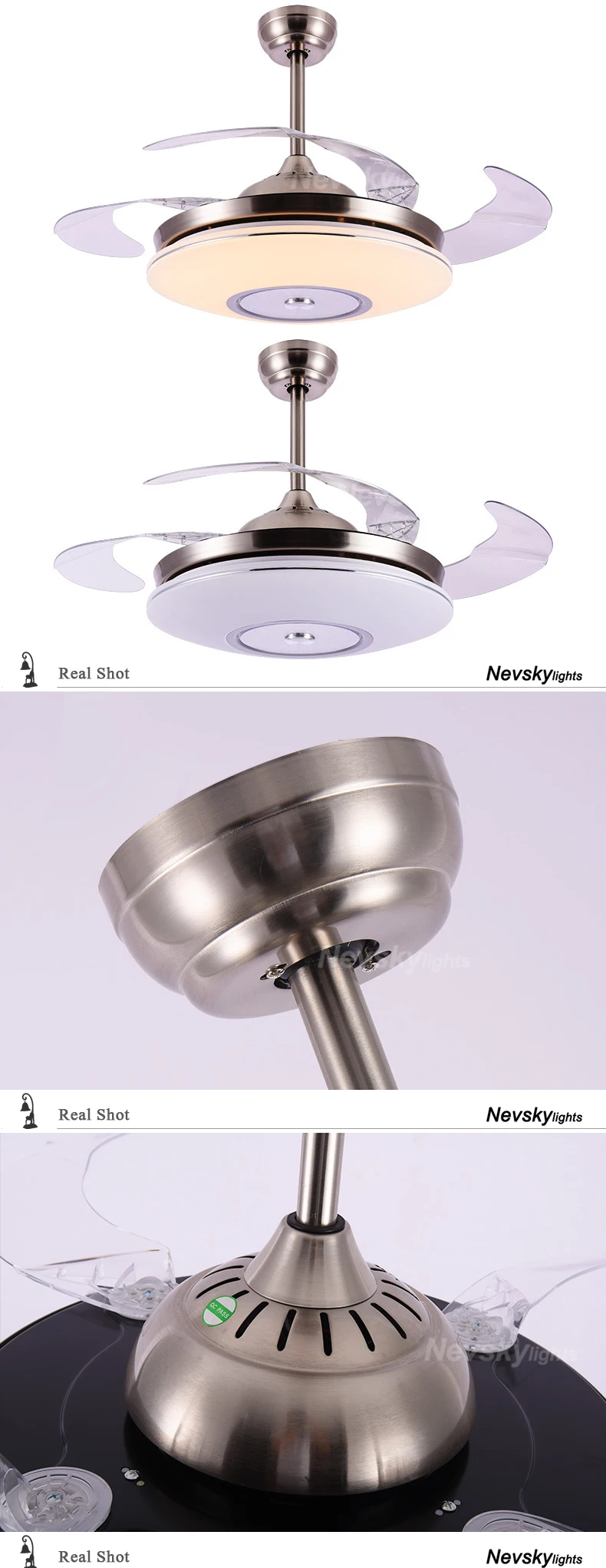Modern Ceiling Fans Living Folding Wing Fans With Lamp Led Dining