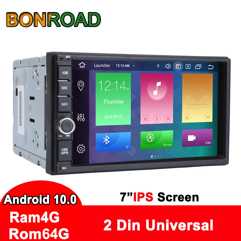 Система мультимедийная Автомобильная Bonroad универсальный плеер 2DIN с 7 дюймовым IPS