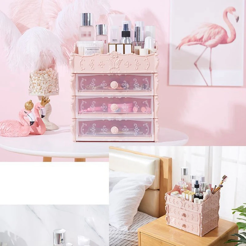 

Plastic Cosmetic Drawer Container Makeup Organizer Box For Storage Make Up Jewelry Nail Holder Home Desktop Sundry Storage Case(