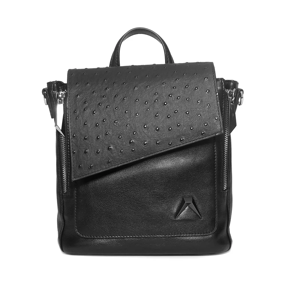 

057b Designer Brand Cabinet First Layer Leather Backpackage Cross-Cut Ostrich Grain Multifunctional Bag