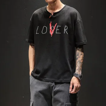 

ZHIJING INS Trend MEN'S Short-sleeved T-shirt Solid Color Crew Neck on Clothes Loose-Fit Half Sleeve Men'S Wear tshirt