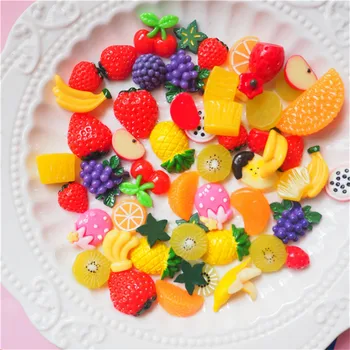 

30pcs/lot Resin Fruit Patches Simulation Banana Lemon Strawberry Accessories Handmade DIY ClothesDecoration Craft Supplies