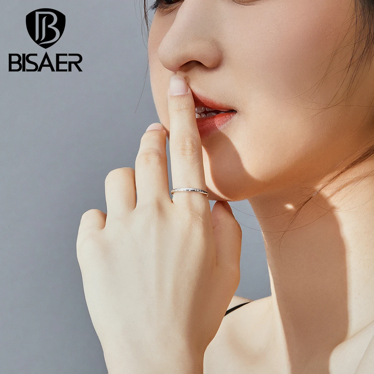 Любовь Пара Кольца BISAER 925 пробы серебро Лидер продаж навсегда любовь простые круглые кольца на Пальцы для женщин Свадебные ювелирные изделия EFR094