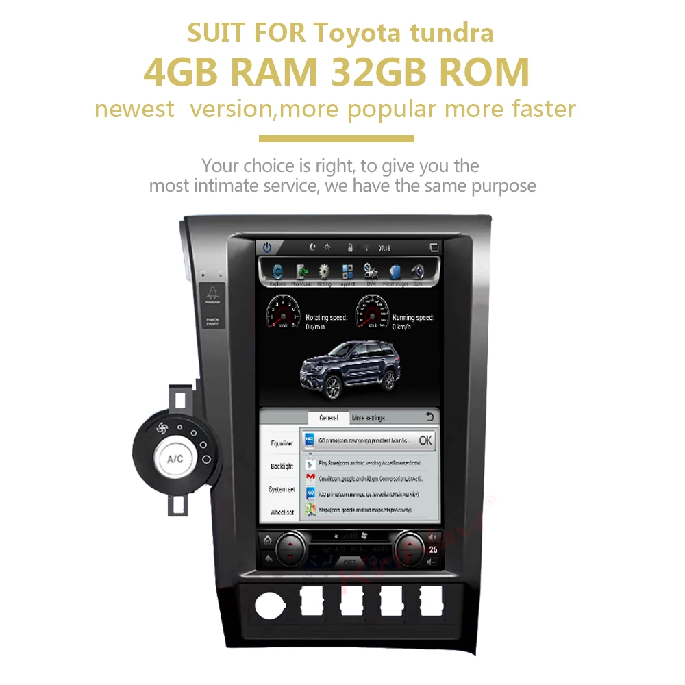 Perfect KiriNavi 13.6" Telsa Style Vertical Screen 1 Din Android Car Radio For Toyota Tundra Car Multimedia Player Auto Gps Navigation 1