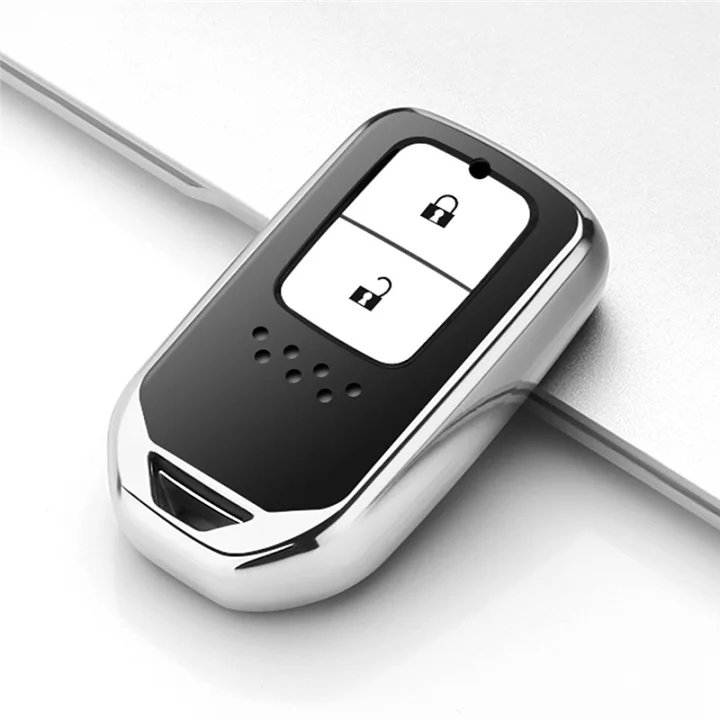 1 шт. Мягкий ТПУ Автомобильный ключ защитный кожух умный пульт дистанционного управления для Honda Vezel City Civic Jazz BRV BR-V HRV Key Case Shell 2 кнопки - Название цвета: A-Silver
