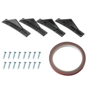 

New Arrival High Quality 4pcs Carbon Fiber Style Car Rear Bumper Diffuser Fin Spoiler Lip Wing Splitter Kit