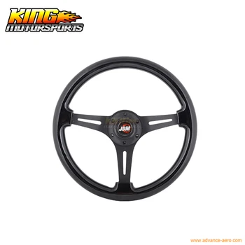 

Universal 350MM Wood Grain Sport 6 Hole Black Steering Wheel With JDM Logo USA Domestic Free Shipping