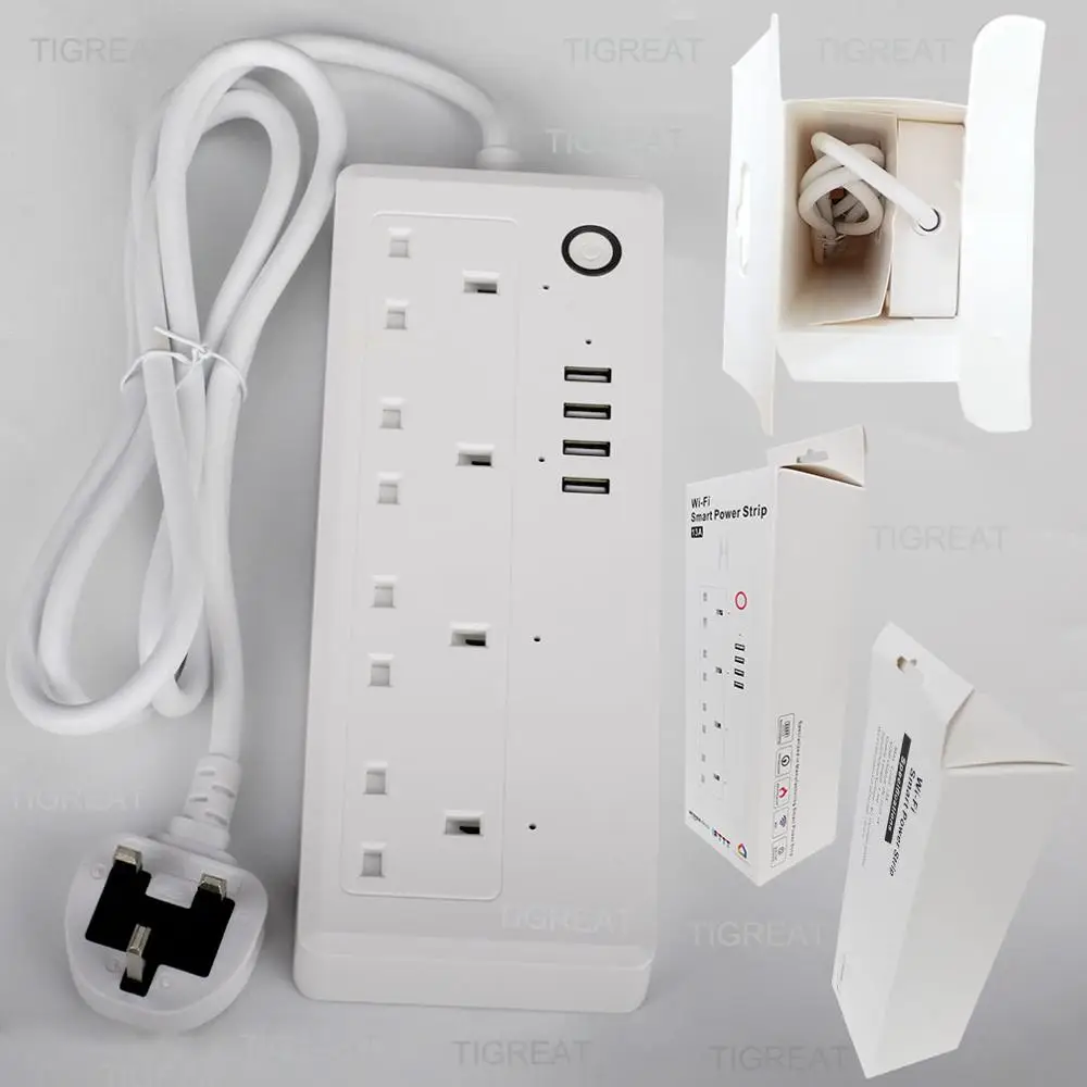 Wifi умная силовая Лента USB розетка Защита от перенапряжения мульти вилка ЕС удлинитель дистанционное управление таймер адаптер Tuya Alexa Google