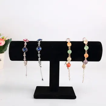 

Portable Velvet PU Leather Bracelet Bangle Necklace Display Stand Holder Watch Jewelry Organizer T-Bar Rack Showing Case