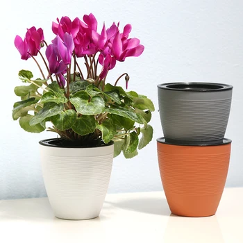 

4Pcs/set Automatic Water Absorbing Flower Pot For Plastic PP Resin Imitation Rattan Hydroponic Green Plant Small Potted Fleshy