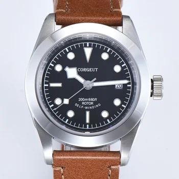 

Corgeut 41mm Automatic Mechanical Mens Watch Luxury Brand Military Luminous Diver Calendar Clock Leather Strap Male WristWatch