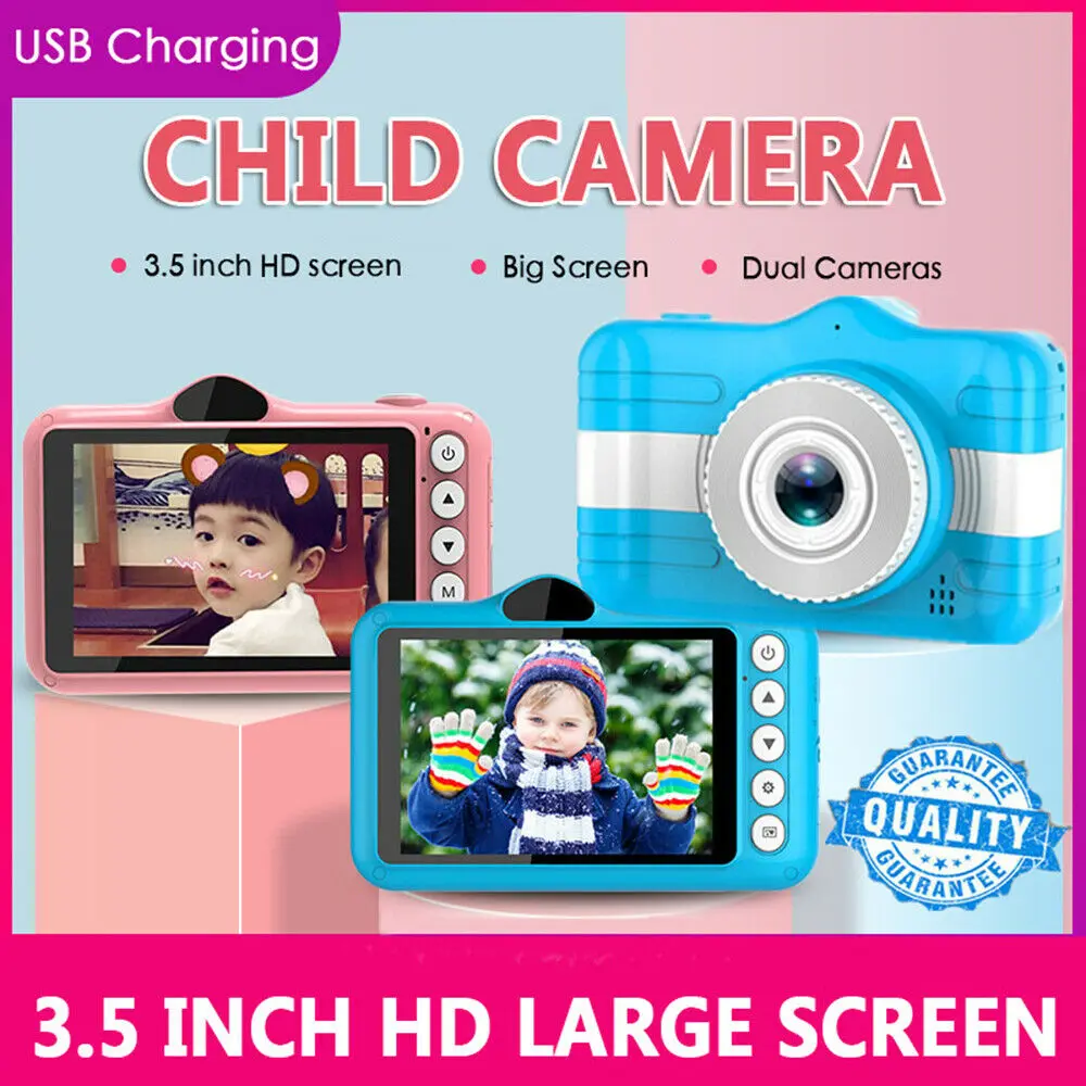 3 5-дюймовый Full HD 1080P дети мини цифровая камера фронтальная и задняя 32 ГБ карта