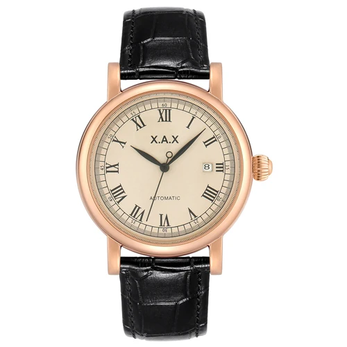 rose gold black Автоматические часы с большим циферблатом римские часы из нержавеющей стали водонепроницаемые автоматические часы - Цвет: rose gold black