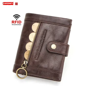 

RFID Anti-theft Brushed Leather Men's Wallet Multi-function Tri-fold Men Card Holder Short Wallets Soft Leather Coin Purses