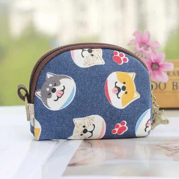 

Cute Canvas Coin Purse Shell Wallet Fashion Cute Dog & Cat Animals Key Pouch Bag creative Mini Change Purses Wallets For Gift