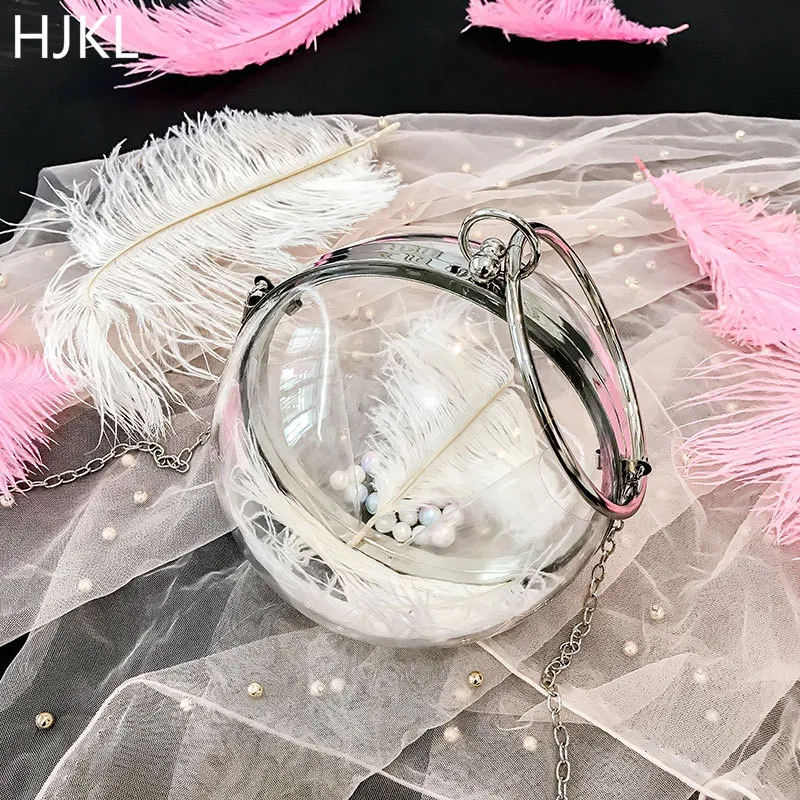 

2020 New Small Bag Female Korean Version of The Transparent Chain Shoulder Bag Fashion Transparent Messenger Small Round Bag