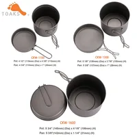 TOAKS Cookware Set Ultralight Titanium Pot Frying Pan Outdoor Camping Titanium Bowl Titanium Cup Picnic 1100ml, 1300ml, 1600ml 2