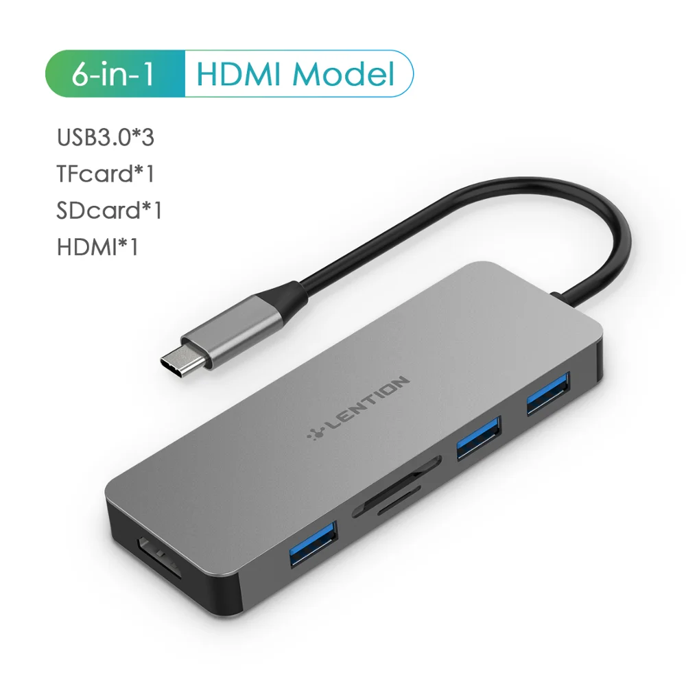 Thunderbolt 3 док usb type C к HDMI концентратор адаптер для MacBook samsung Dex Galaxy S10/S9 USB-C конвертер SD/TF карт - Цвет: 6 in 1 space grey