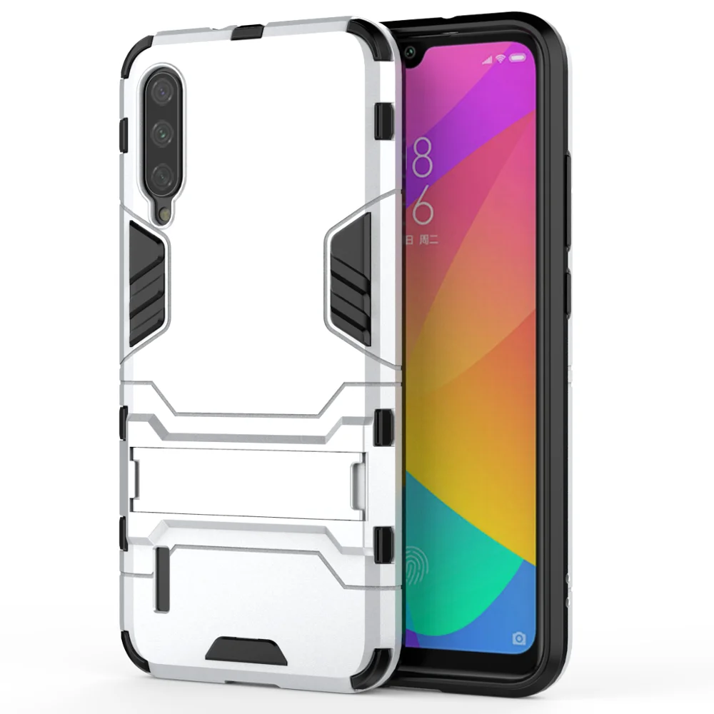 silver Для Xiaomi mi CC9e mi cc9e mi cc9e чехол задняя крышка Подставка Броня противоударный чехол для Xiao mi cc9e чехол - Цвет: silver