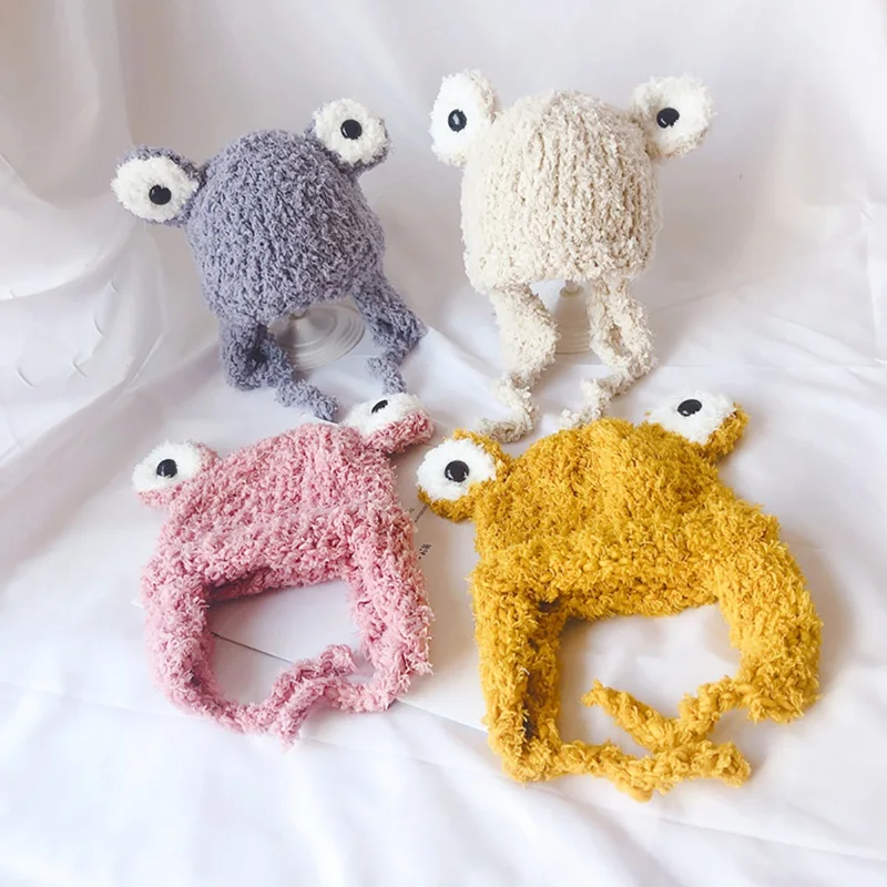 Autumn Baby Girls Boys Hat Toddler Solid Print Hats With Cartoon Eyes Design Casual Caps Hat Headwear