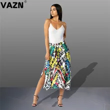VAZN, разноцветные плиссированные юбки с принтом в английском стиле, модные женские Клубные длинные юбки средней длины, сексуальные женские юбки