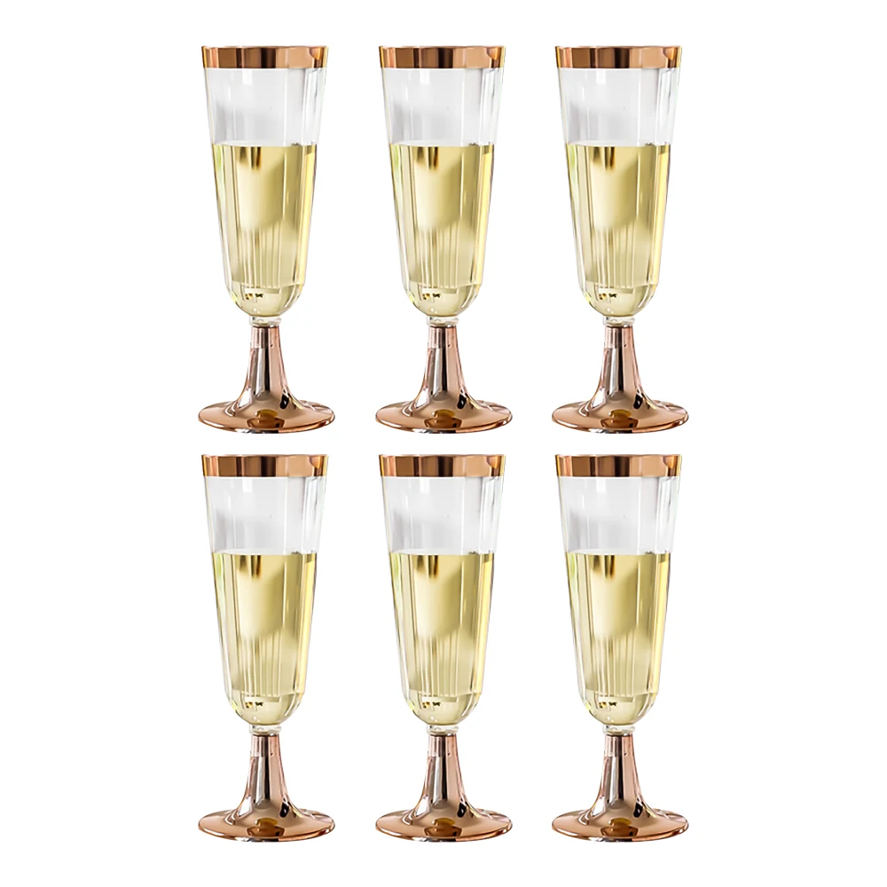 12 Pieces Rose Gold Metallic Plastic Champagne Flutes Party Supplies 