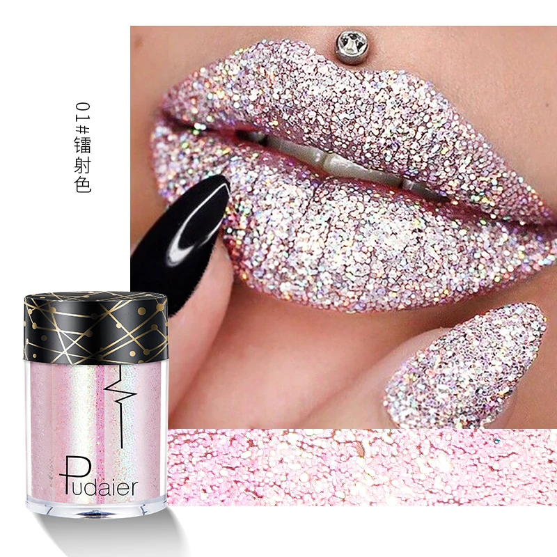 

Pudaier Brand Shimmer Lip Gloss Color Cosmetic Waterproof Pigment Blue Black Shining Glitter Liquide Lipstick Beauty Makeup
