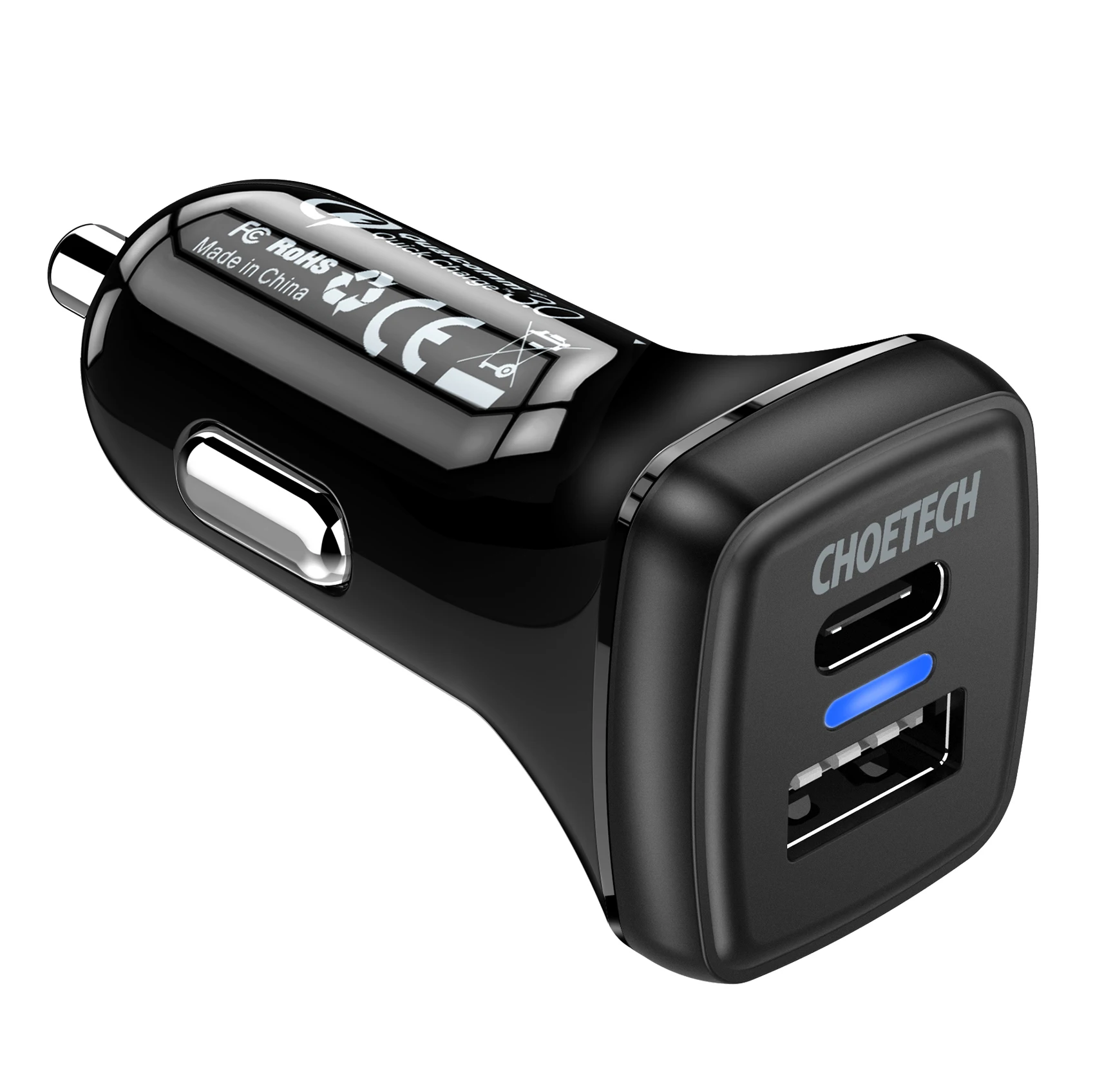 CHOETECH Быстрая зарядка 3,0 QC USB Автомобильное зарядное устройство для samsung S10 QC 3,0 18 Вт usb type C автомобильное зарядное устройство для iPhone 11 X Xs 8 PD зарядное устройство - Тип штекера: Black