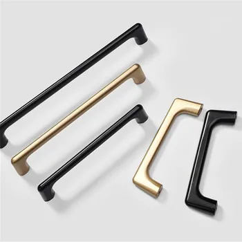 KKFING Simple Matte Gold Black Aluminum Alloy Kitchen Cabinet Door Handles Drawer Pulls Wardrobe Door Knobs Furniture Hardware