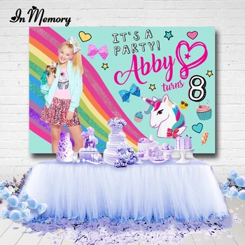 

InMemory Rainbow Unicorn Jojo Siwa Theme Photography Backgrounds For Photo Studio Bow Cupcake Girls Birthday Party Backdrops