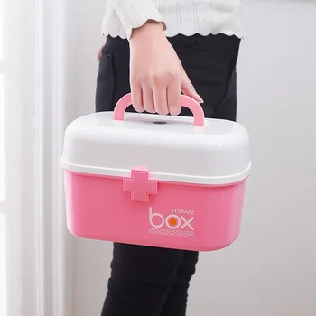 

Plastic Family Small Medicine for Medical Care Storage First Aid Box Box Medicine Box Visits Children Medicine Multilayer Househ