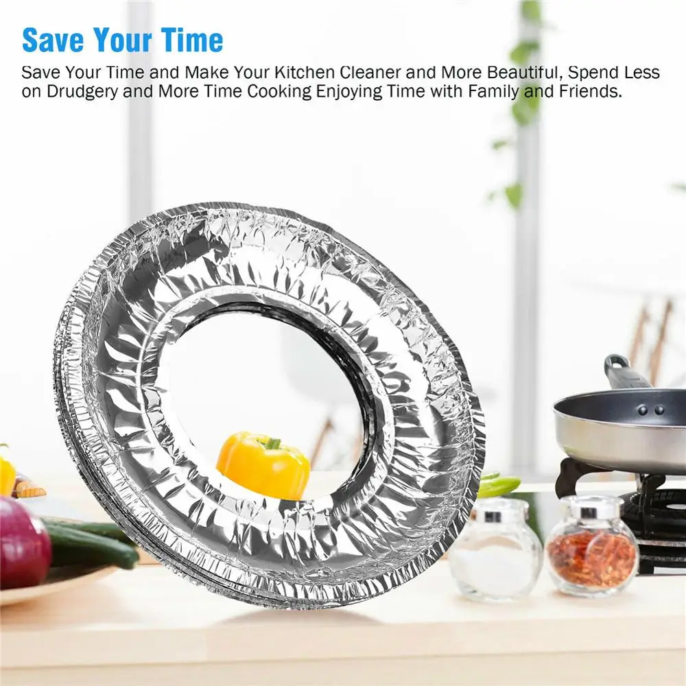 40pcs Aluminum Foil Circular Gas Burner Disposable Bib Liners Stove Covers 40FP04