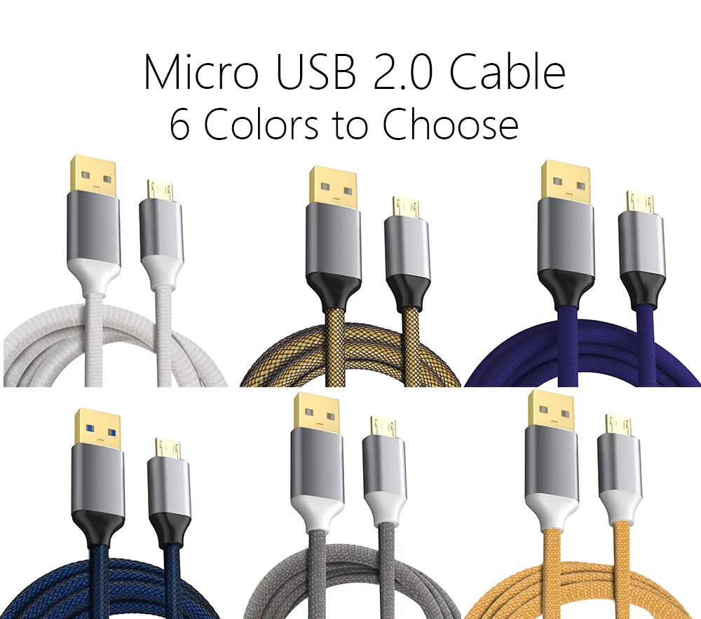 USB 2,0 Micro usb-кабель android зарядное устройство 24K позолоченный Плетеный 2.4A быстрая Синхронизация и зарядный шнур